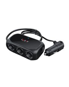 Adapter za upaljač WT-D23 sa 3 rupe+2XUSB, crna - A673