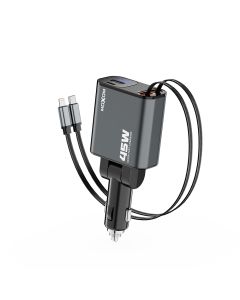 Auto punjac Moxom MX-VC53 USB & Type C output  + Type C & lightning cable output 30W crni