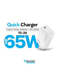Kucni punjac Teracell Evolution TC-20, GAN, PD Fast charging 65W sa PD type C kablom beli CE - 223694