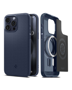 Maska za iPhone 15 Pro Max Spigen Mag Armor MagSafe tamno plava