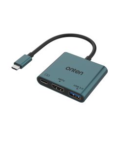 ONTEN Adapter USB Type-C na HDMI (ženski) 4K 30Hz+USB 3.0 5Gbps+USB Type-C PD 3.0 100W 13cm OTN-9175