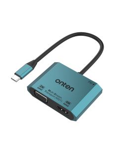 Adapter USB Type-C na HDMI (zenski) 4K 60Hz + VGA (zenski) 2K 60Hz 16cm (OTN-M205) Onten
