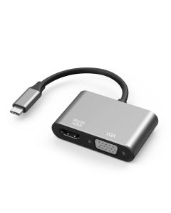 Adapter TYPE C na HDMI + VGA sivi