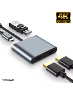 Adapter Terabyte Type C na HDMIx2 PD USB3.0 4 u 1 - 220868-1