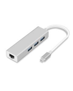 Adapter Type C na 3 USB 3.0 + RJ45 Gb JWD-T5 srebrni - 85506