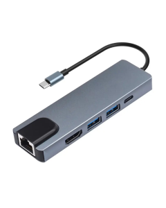 Adapter Type C na LAN Gb, Type C, 2xUSB 3.0 i HDMI 5u1 20cm kabl
