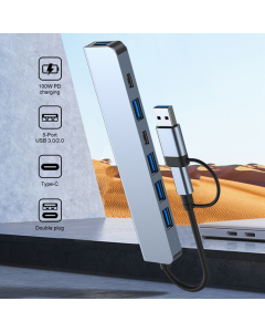 Adapter Type C - USB 3.0 na 2xType C, 3xUSB 3.0 i 2xUSB 2.0 7u1 20cm kabl - 207962-1
