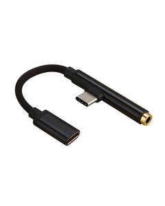 Adapter za slusalice i punjenje Type C crni - 207399