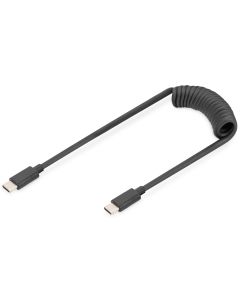 DIGITUS Spiralni kabl USB-C na USB-C 2.0 AK-300431-006-S, 32-100cm, crna - AK-300431-006-S