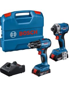 BOSCH Aku set udarni odvrtač GDR 18V-215 bušilica-odvrtač GSR 185-Li; 2x2,0Ah,punjač i kofer