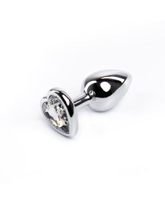 Srednji metalni analni dildo srce sa belim dijamantom - ft001046