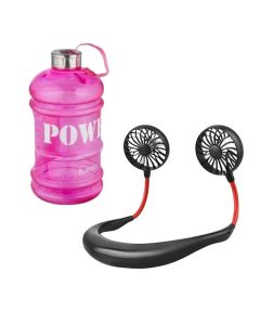 Set ventilator za vrat crveni & sportska flašica za vodu