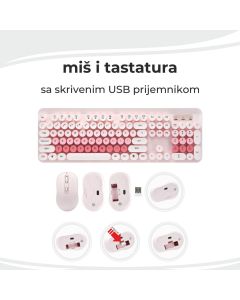 MOJA KNJIŽARA TASTATURA I MIŠ BEŽIČNI SET OP24376 ljubičasta roze - 5987-1-1