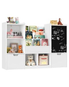 KINDER HOME organizator za dečije igračke sa tablom, policom, 2 fioke i 6 pregrada, puno drvo i MDF