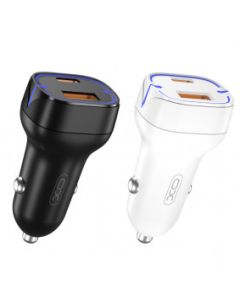 XO Auto punjač -CC37 USB+Type-C 20W, bela - 24741-1