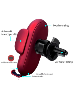 Auto držač za telefon za ventilaciju S11 Fashion sa bezicnim punjenjem crveni - 614457