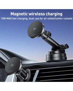 Auto držač za telefon YESIDO sa bezicnim punjenjem magnetni DS30 15W crni