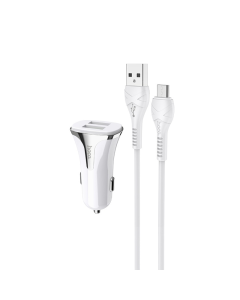 Auto punjac HOCO Z31 QC3.0 2xUSB sa micro USB kablom beli - 81720-1