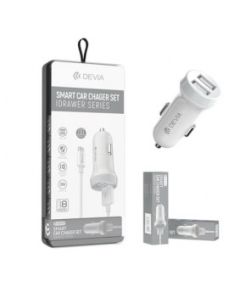 DEVIA Auto punjač IDRAWER Dual USB Lightning 3.1A, bela - 124-1