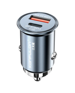 Auto punjac KONFULON C80Q, 3.6A, QC3.0 22.5W, PD 30W sivi - 207143