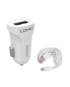 Auto punjac LDNIO DL-C17 2.4A sa iPhone Lightning kablom beli - 206286