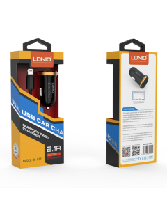 Auto punjač LDNIO DL-C22 dual USB 2.1A + iPhone Lightning kabel crni. - 013829