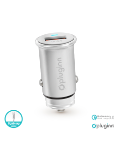 Auto punjac Pluginn PI-20 QC 3.0, 3A, 18W, sa lightning kablom srebrni - 208943