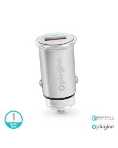 Auto punjac Pluginn PI-20 QC 3.0, 3A, 18W, sa Type C kablom srebrni - 208944