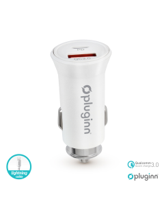 Auto punjac Pluginn PI-21S, PD 20W, QC 3.0 18W, sa lightning kablom beli - 208946