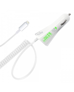 Auto punjac Puro PLT24 2.4A sa iPhone kablom beli - 47514-1