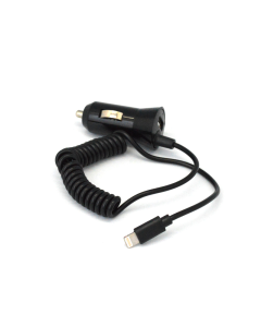 Auto punjač univerzalni 2u1 (iPhone Lightning + USB slot) crni 1A
