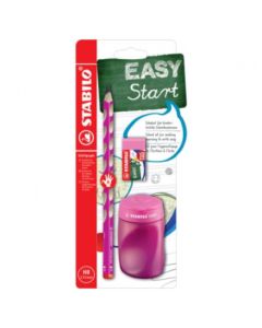STABILO Set za pisanje Easy (grafitna olovka, rezač, gumica), pink, za desnoruke, 1/3 - MCB-56681-3