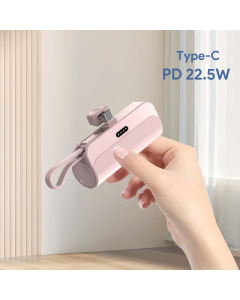 Power bank prenosiva baterija privezak 5000mAh Type C roze - 214330