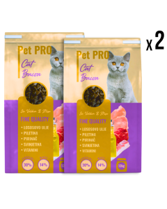 PET PRO Suva hrana za mačke Bacon 12kg, 2 pakovanja - 3360190