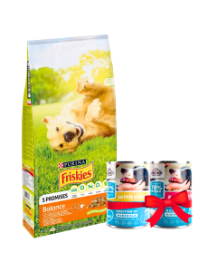 FRISKIES Suva hrana za pse Balance 15 kg + 2 Gratis FRENDI Konzerve Teletina i piletina - 3538021