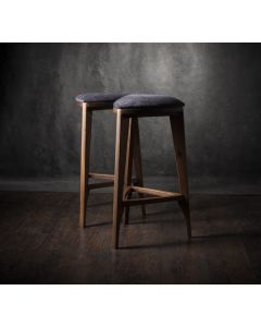 MEDA FURNITURE Terza Stoffa – Barska stolica od oraha sa tapaciranim sedištem - OrahTerStof35