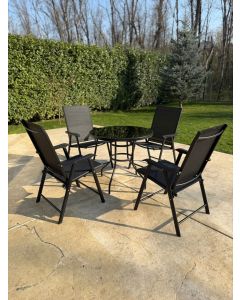 BOLZZ Baštenska garnitura set 4 stolice + sto crna