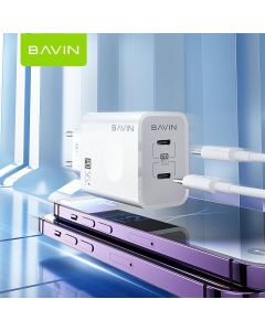 BAVIN Punjač 36W 2x Type-C, bela - 90048