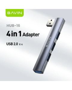 BAVIN USB HUB 90° 4/1 3*Usb 2.0+ 1* Usb 3.0 siva HUB-16