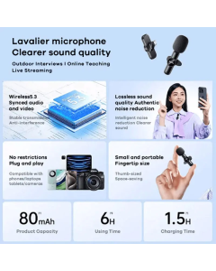 Bezicni mikrofon Lavalier Remax K10 2u1 za mobilni telefon Type-C crni - 619026