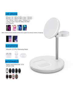 Bezicni punjač 3u1 Magsafe za Apple Watch, iPhone i AirPods 15W beli