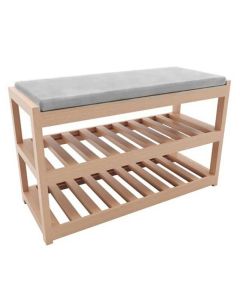 BIENWOOD Drveni cipelarnik sa klupom, siva/natur