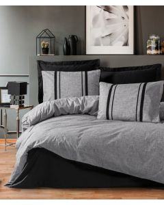 DEKOR DOM Posteljina CB Ranforce double Plain Line Bitter gri/siyah - 038249