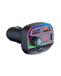 Bluetooth FM RGB Transmiter C14 QC3.0+PD crni