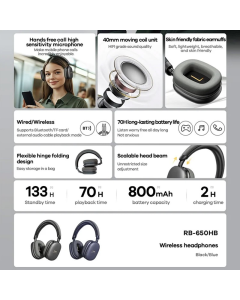 Bluetooth slušalice Remax RB-650HB crna - 615341