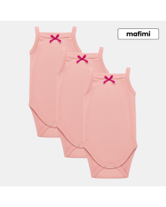 Mafimi Pamučni Bodići na bretele za bebe i decu set od 3 - roze - P-119356