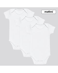 Mafimi Pamučni Bodići kratak rukav za bebe i decu set od 3 - bela - P-118656