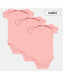 Mafimi Pamučni Bodići kratak rukav za bebe i decu set od 3 - puder - P-118556