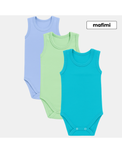 Mafimi Pamučni Bodići Atlet za bebe i decu set od 3 - plava, mint, tirkiz - P-118256