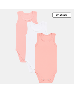 Mafimi Pamučni Bodići Atlet za bebe i decu set od 3 - puder, bela, roze - P-118156